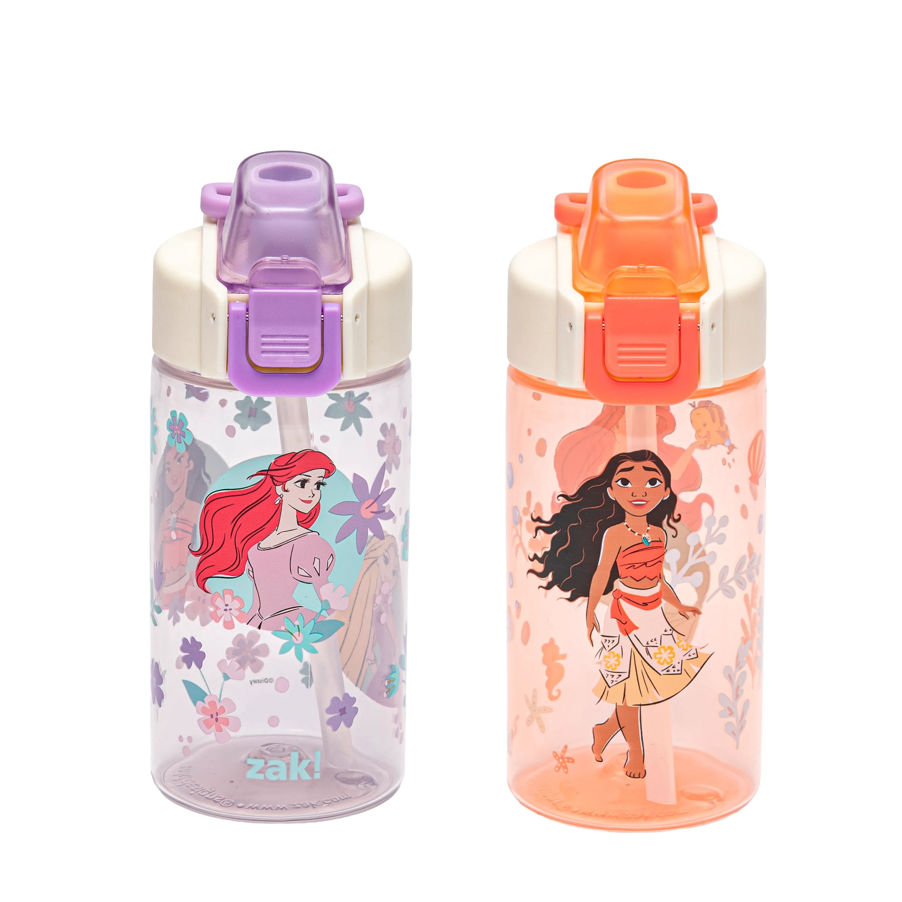 Zak Designs 16oz Princess Jubilation Durable Plastic Water Bottle, 2pk.