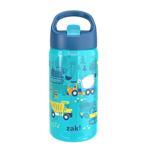 Zak Designs 16oz Durable Plastic Siply Clutch Water Bottle with Flip Up Straw and Built-In Carry Handle, Construction