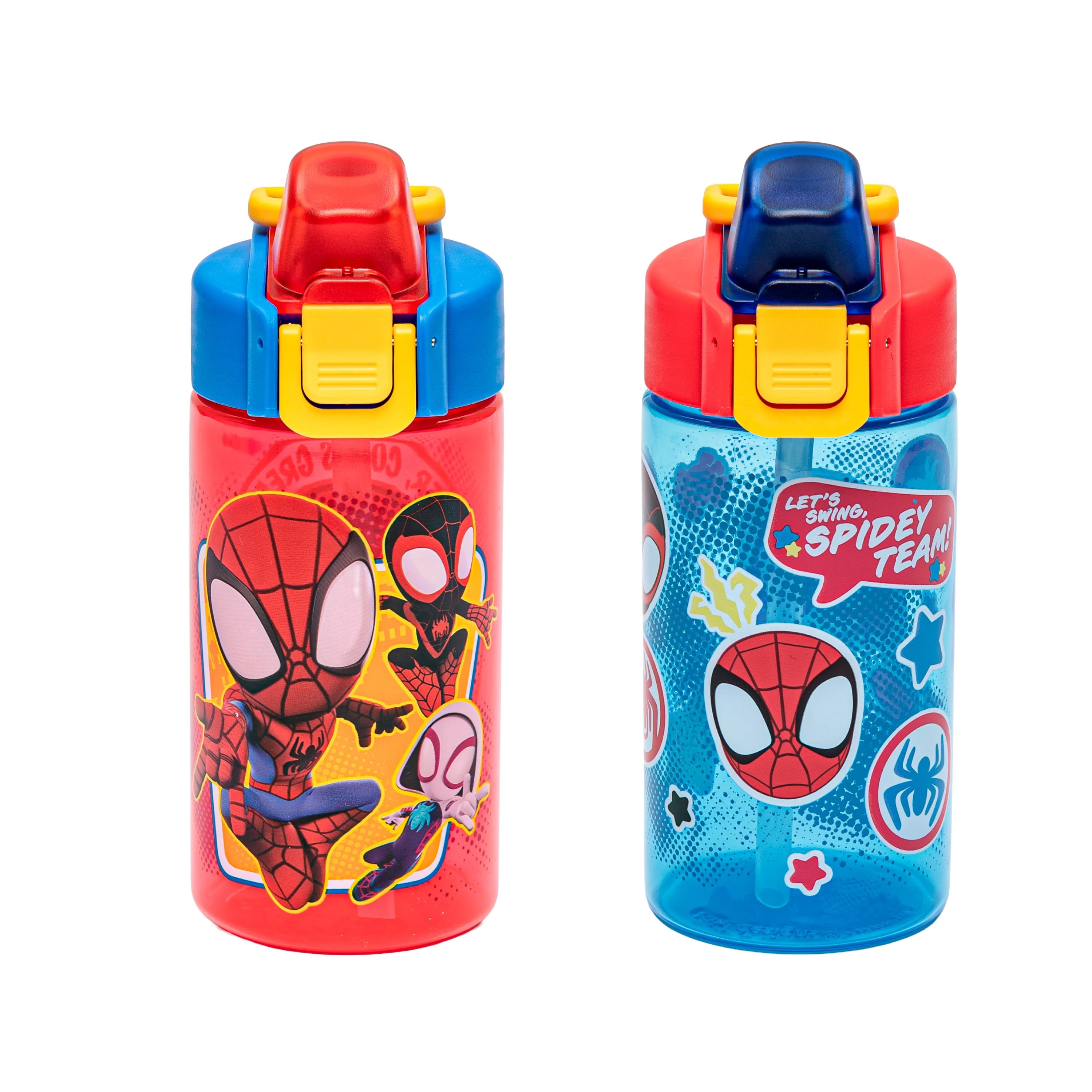 Zak Designs 16oz Spiderman Jubilation Durable Plastic Water Bottle, 2pk.