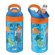 Zak Designs 17.5oz Blippi Kids Water Bottle with Spout Cover and Built-in Carrying Loop, Made of Durable Plastic, Leak-Proof Design for Travel (17.5 oz, Pack of 2)