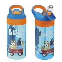Zak Designs 17.5oz Bluey Kids Water Bottle with Spout Cover and Built-in Carrying Loop Made of Durable Plastic, Leak-Proof Design for Travel (17.5 oz, Pack of 2)