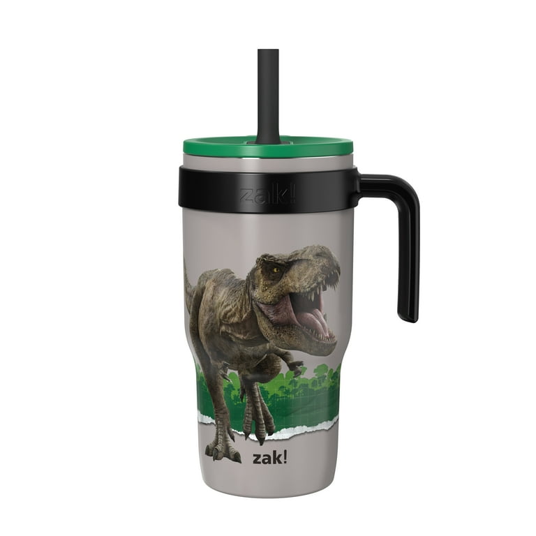 Zak Designs 18oz Jurassic Park Kids Straw Handle Gray Tumbler