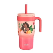 Zak Designs 18oz Moana Kids Straw Handle Tumbler, SS Vacuum Insulated with Straw & Leak-Proof Valve