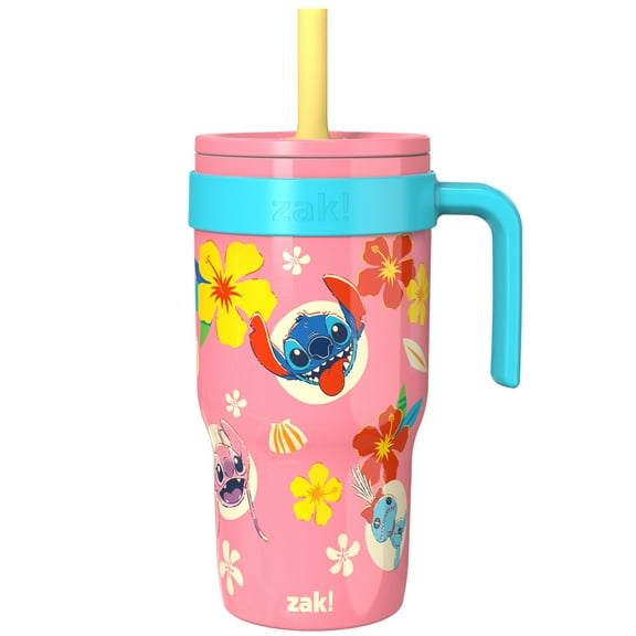 Zak Designs 18oz Stitch Kids Straw Tumbler, Double Wall Stainless Steel Cruiser Tumbler