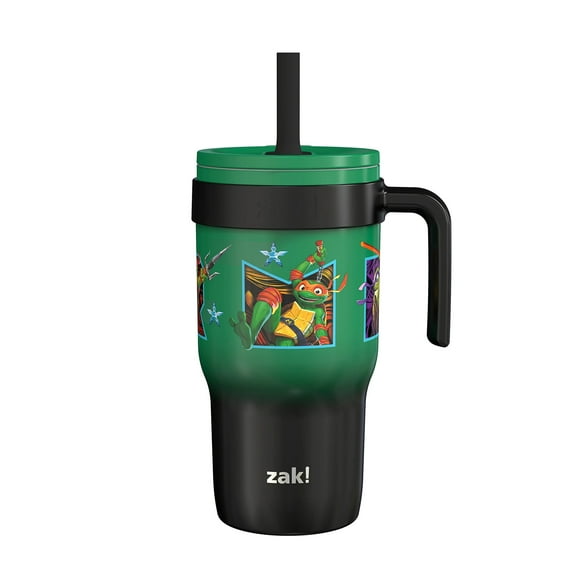 Zak Designs 18oz TMNT Kids Straw Handle Tumbler, Stainless Steel Vacuum Insulated Cruiser Tumbler with Silicone Straw Utilizing Leak-Proof Valve, Teenage Mutant Ninja Turtles