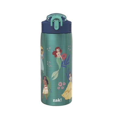 Zak Designs Disney Princess Water Bottle for Travel and At Home, 19 oz Vacuum Insulated Stainless Steel with Locking Spout Cover, Built-In Carrying Loop, Leak-Proof Design (Disney Princess)