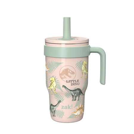 Zak Designs 10oz Jurassic Kids Handle Tumbler, Stainless Steel Cruiser Tumbler with Soft Silicone Straw, Leak-Proof, Easy to Hold