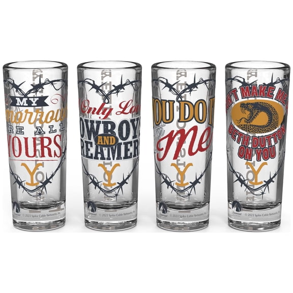 Zak Designs 2 Ounce 4-piece Valentine Mini Glass set, Yellowstone
