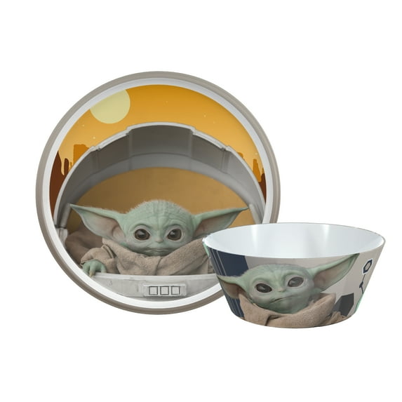 Zak Designs 2 pcs Star Wars Kids Dinnerware Set Melamine Plate Bowl BPA Free Perfect for Kids The Child