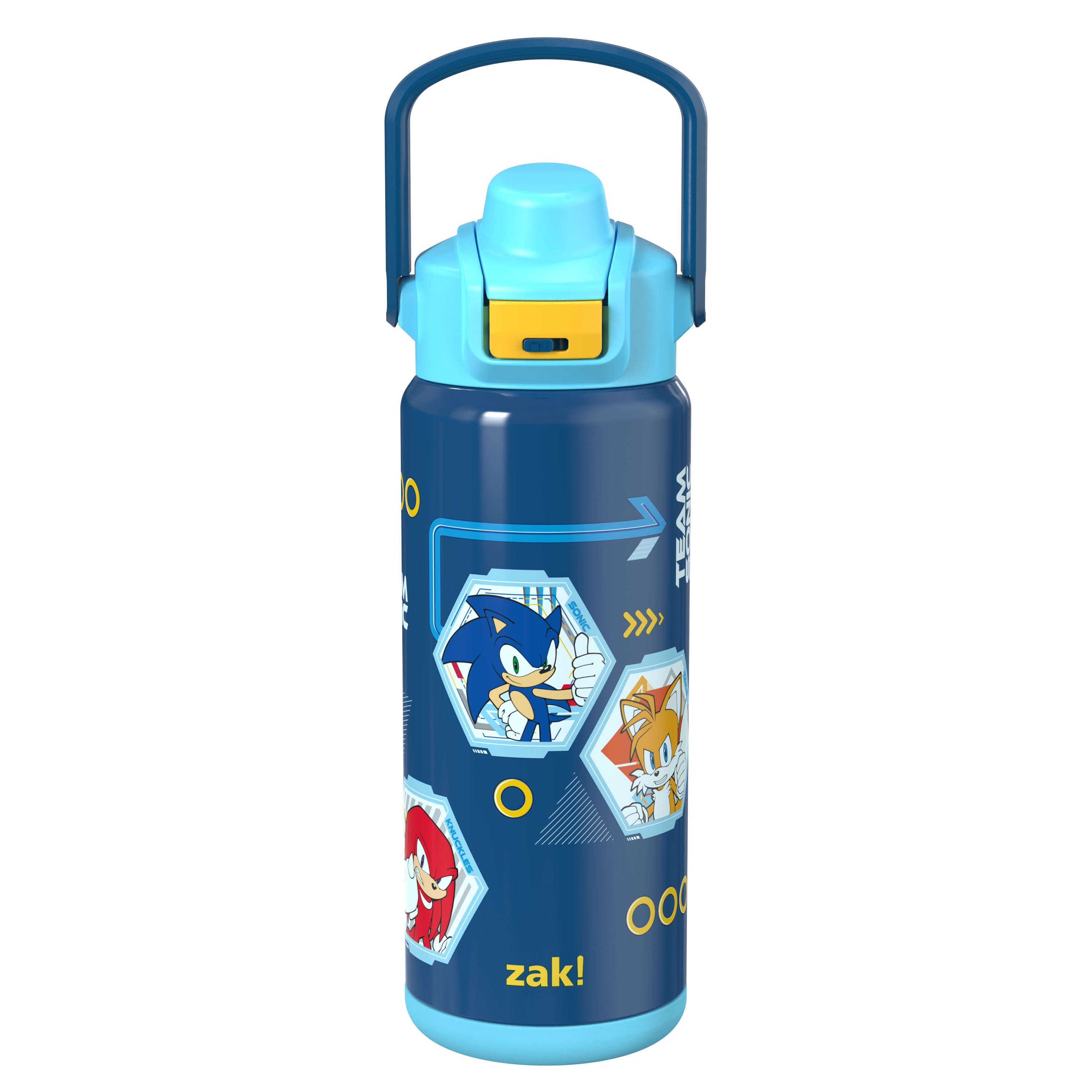 Zak Designs 20oz Sonic Stainless Steel Liberty Water Bottle with Push Button Lid, Lock, and Carry Handle