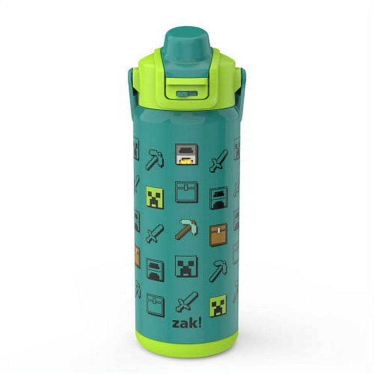 zakky① Zak Designs 20oz Minecraft Kids Straw Water Bottle, Stainless