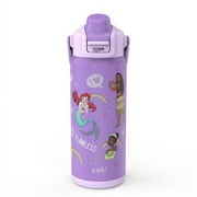 Zak Designs 20oz Princess Kids Straw Water Bottle, Stainless Steel Vacuum Insulated Liberty Bottle with Easy-Open Locking Spout Cover for Travel, Built in Carry Handle