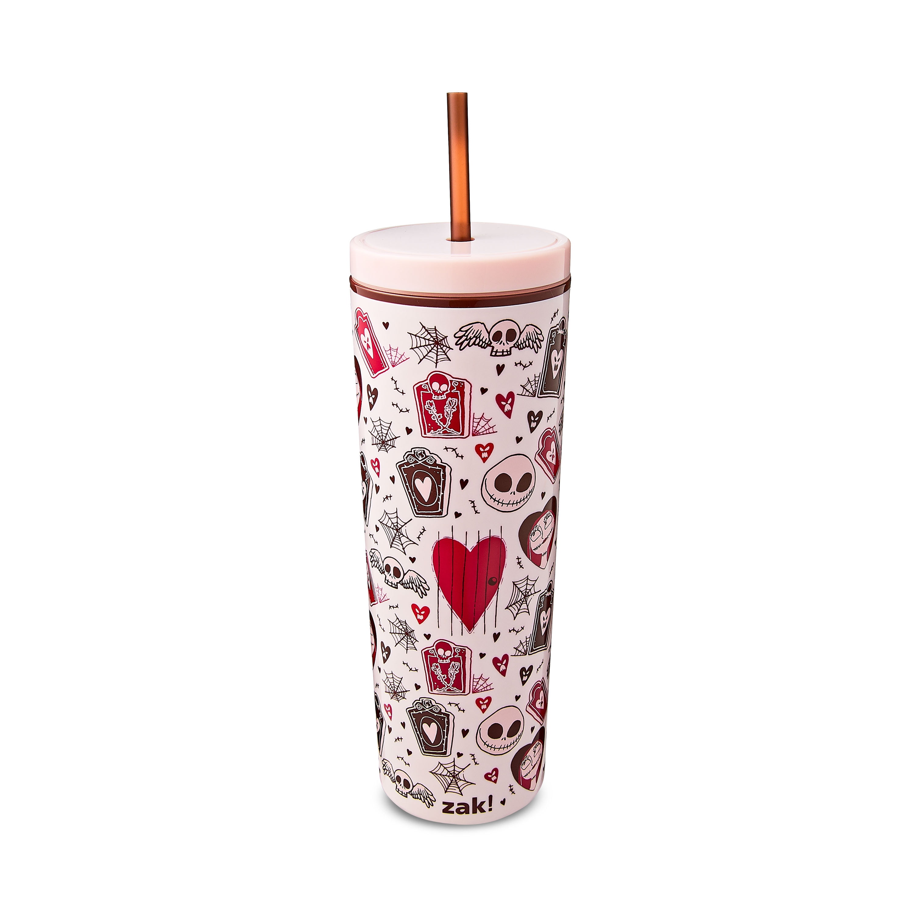 Zak Designs 23oz Nightmare Before Christmas Durable Plastic Bravo Tumbler with Straw