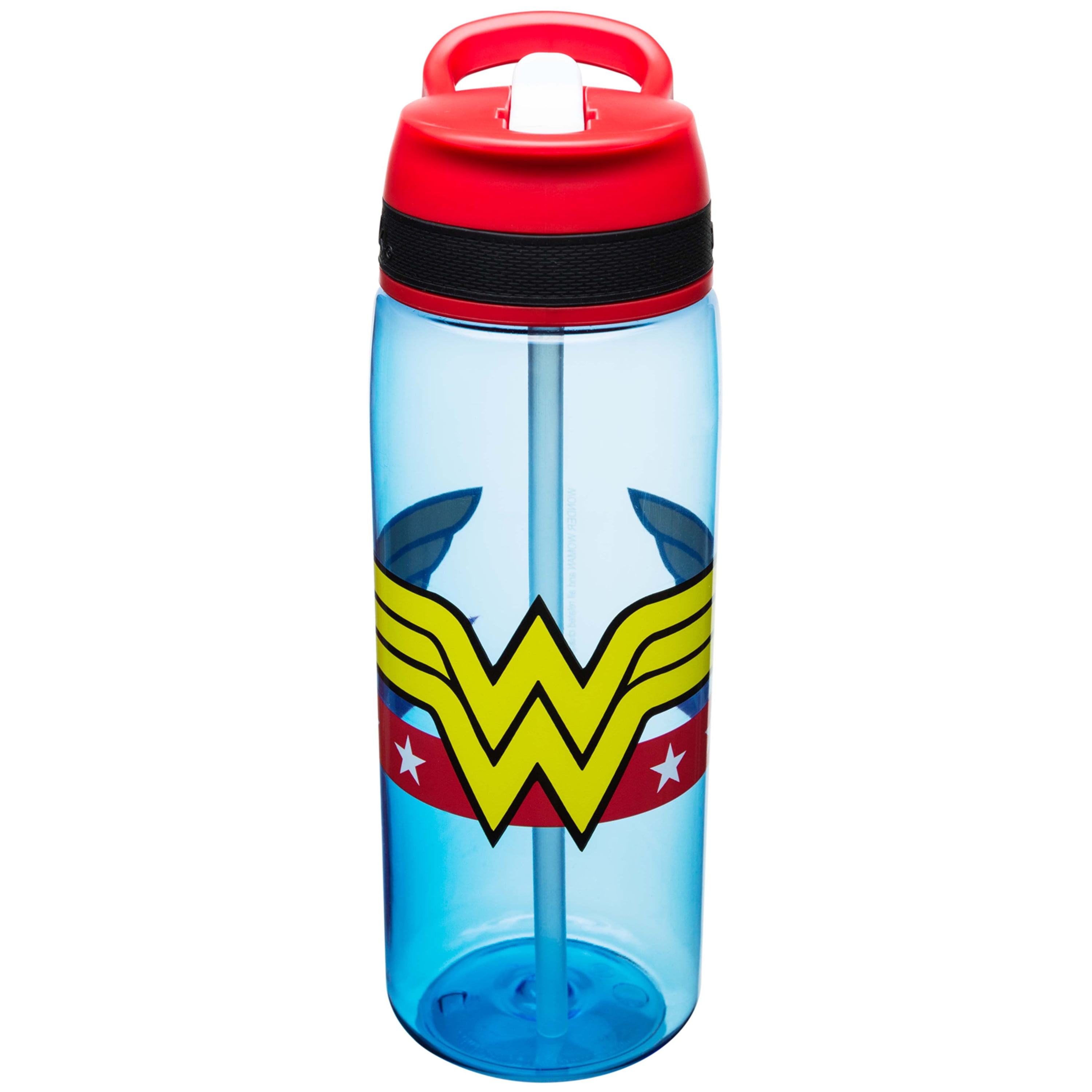 Zak Designs 25 oz Kids Plastic Water Bottle with Straw Spout and Carry  Handle for Travel Drinks, Wonder Woman