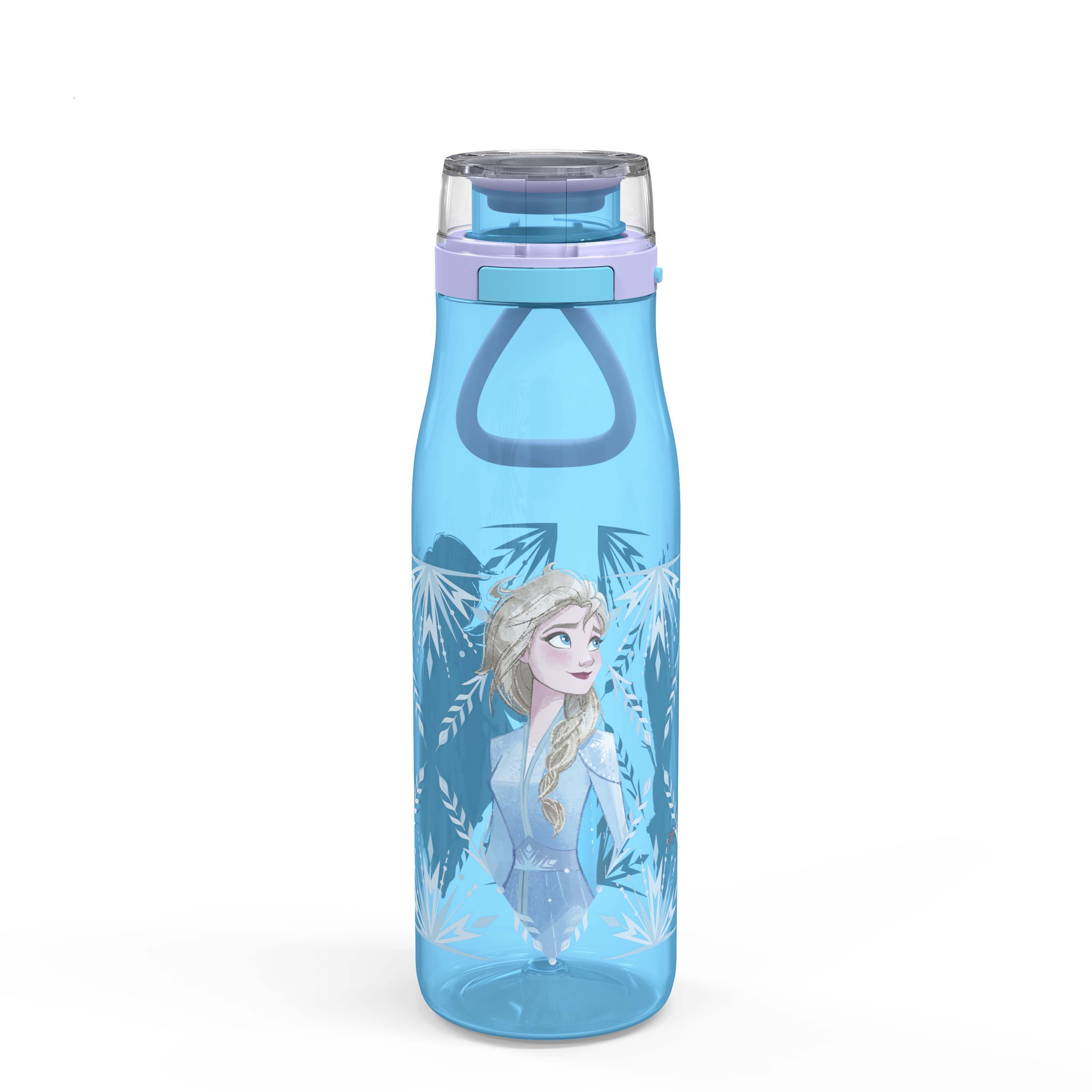Zak Designs 25 oz. Kiona Plastic Kids Water Bottle Disney Frozen 2 Elsa & Anna Push Button Locking Lid Portable Carry Loop Leak-Proof Design BPA-Free - image 1 of 11