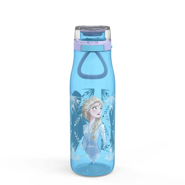 Zak Designs 25 oz. Kiona Plastic Kids Water Bottle Disney Frozen 2 Elsa & Anna Push Button Locking Lid Portable Carry Loop Leak-Proof Design BPA-Free