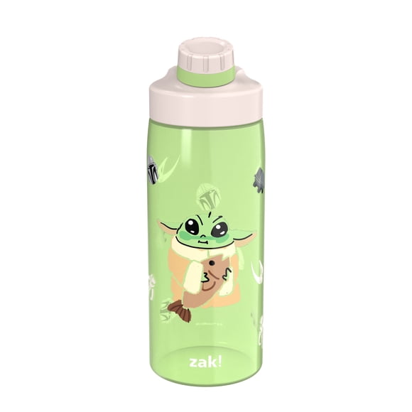 Zak Designs 25oz Mando/Grogu Durable Plastic Sloan Bottle, Built in Carry Handle