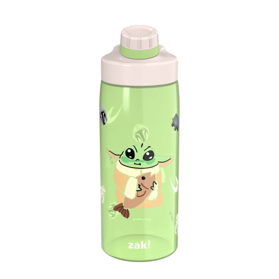 Zak Designs 25oz Mando/Grogu Durable Plastic Sloan Bottle, Built in Carry Handle
