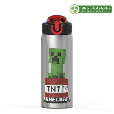 Zak Designs 27 oz. Minecraft Stainless Steel Water Bottle with Flip-up Straw Spout, TNT and Creepers