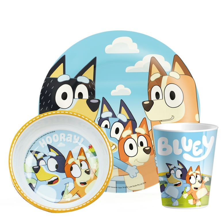 Zak Designs 3 pcs Bluey Kids Dinnerware Set Melamine Plate Bowl Tumbler  Perfect for Kids, Bandit and Chilli