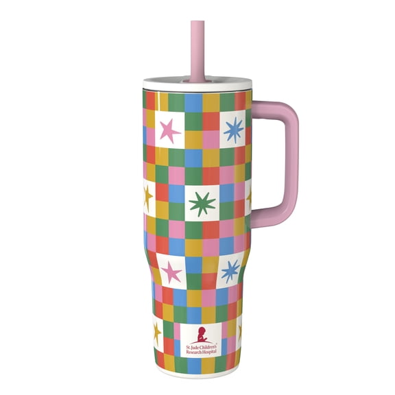 Zak Designs 30oz Spill-Proof Sutton Tumbler Benefiting St. Jude, Checker