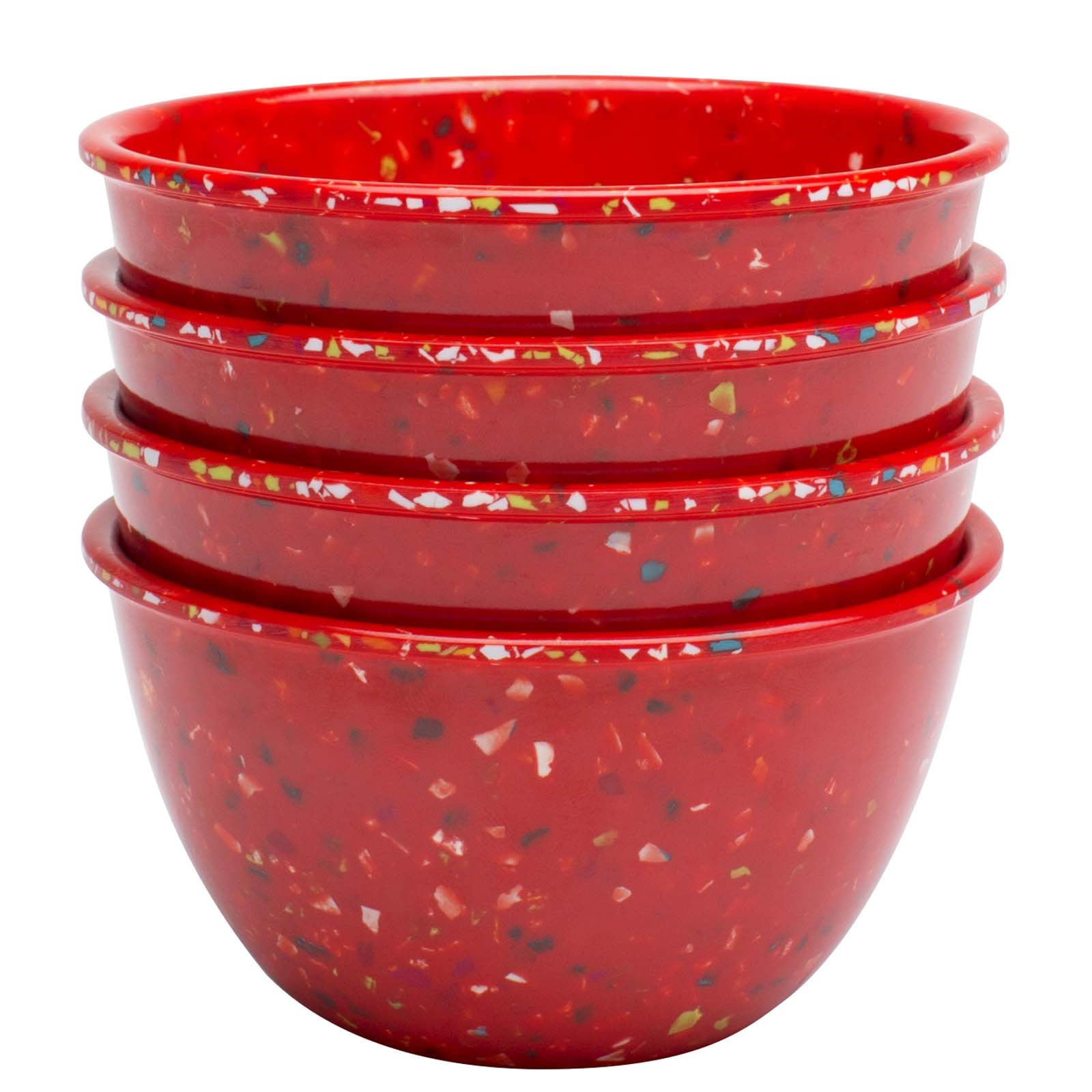Zak Designs Assorted Red Confetti Recycled Plastic Mixing Bowls (4pc Set)  Kitchen Prep