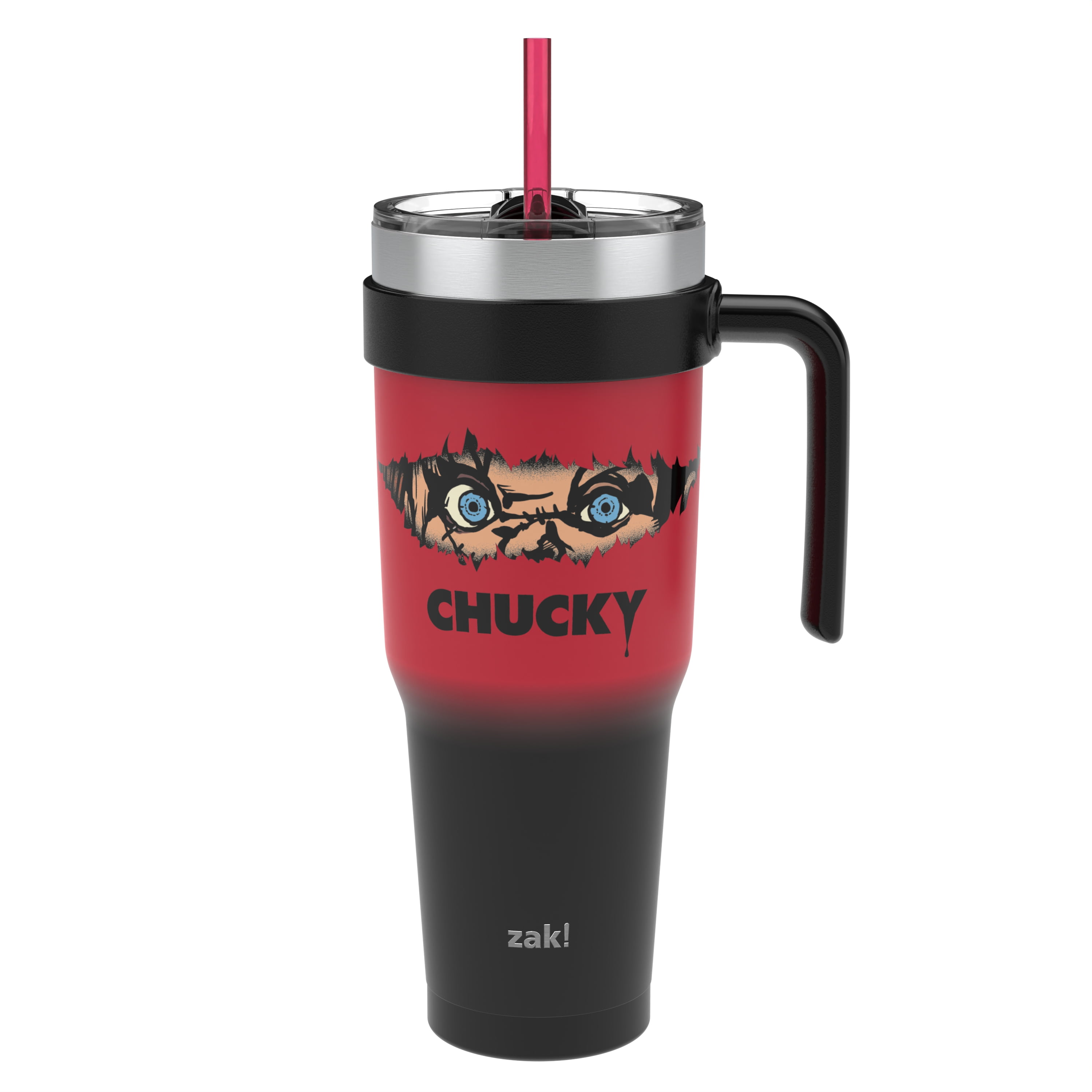 Zak Designs 40oz Chucky Straw Handle Tumbler, Stainless Steel