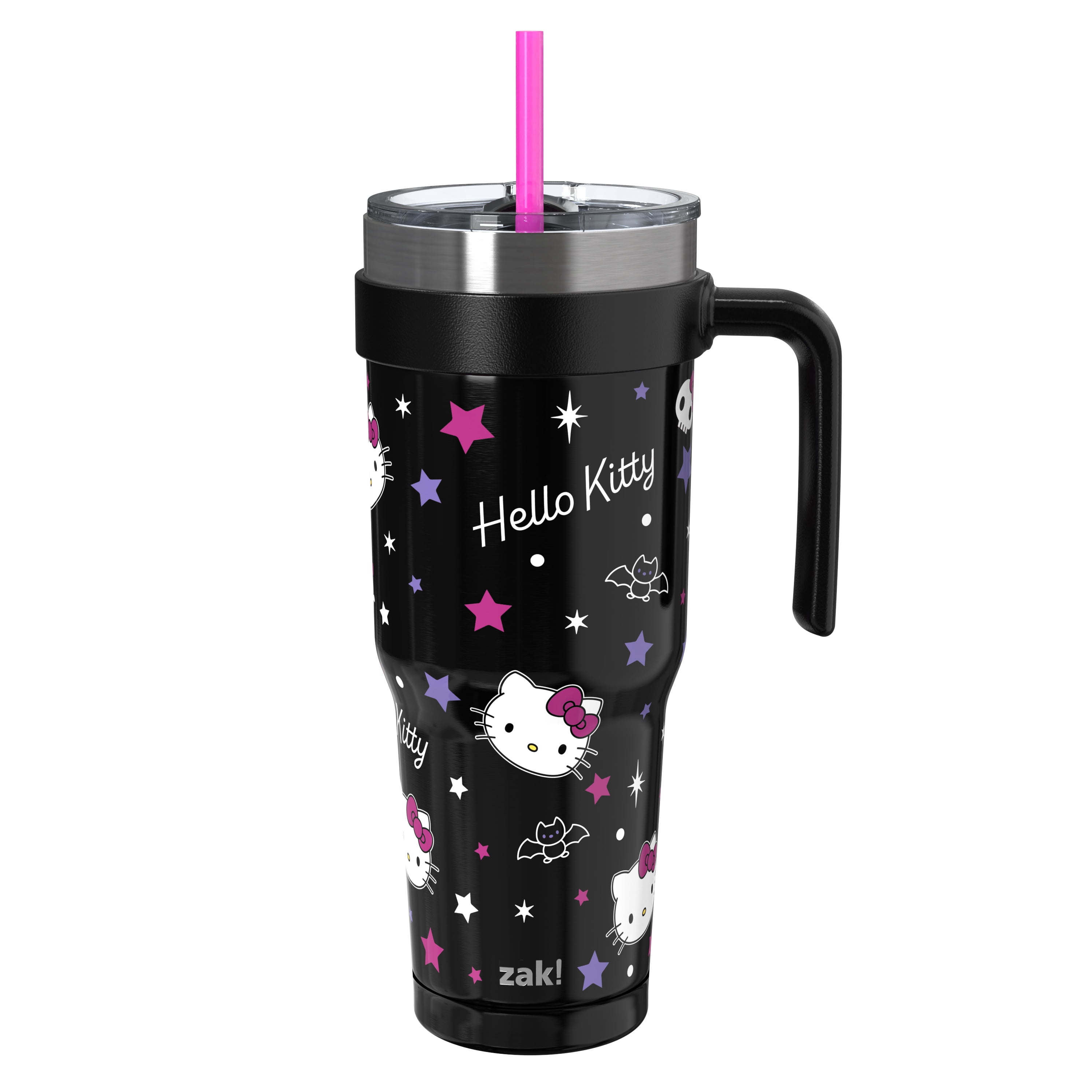 Zak Designs 40oz Hello Kitty Straw Handle Tumbler, Stainless Steel