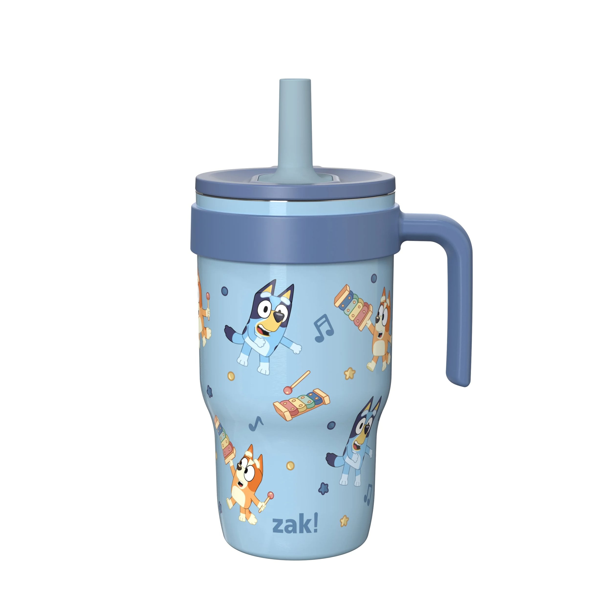 Zak Designs Bluey 10oz Mini Cruiser Tumbler, Soft Straw Stainless