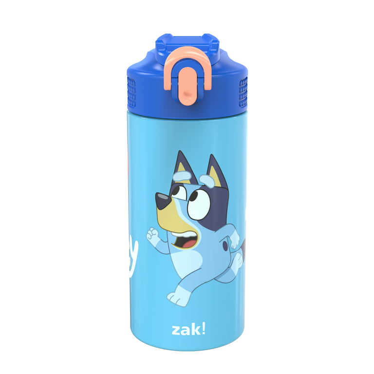  Zak Designs Bluey Double-Wall Vacuum Insulated, Stainless Steel  Kids Mesa Water Bottle with Flip-Up Straw Spout and Locking Spout Cover,  Durable Cup for Sports or School (13.5 oz, 18/8 SS) 