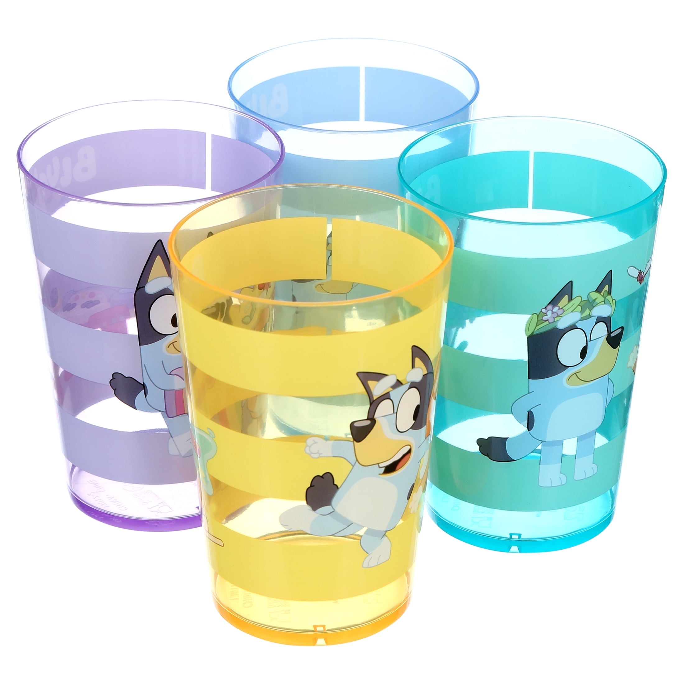 Zak Designs Bluey Drinking Cups, 4-Piece Durable Plastic Drinkware