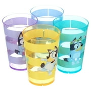 Zak Designs Bluey Kids 4-Piece 14.5 oz Tumbler Set Durable Plastic Cups Fun Drinkware Nesting 4 pcs Set, Bluey and Friends