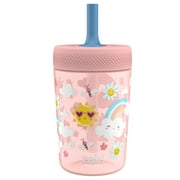 Zak Designs Capri Tumbler, Soft Straw Tumbler for Toddlers, 12oz, Leak-Proof, Easy to Hold, Sunshine and Rainbows