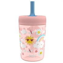Zak Designs Capri Tumbler, Soft Straw Tumbler for Toddlers, 12oz, Leak-Proof, Easy to Hold, Sunshine and Rainbows