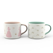 Zak Designs Ceramic Modern Mug Disney Princess 15 oz Capacity Coffee Cup, Set of 2