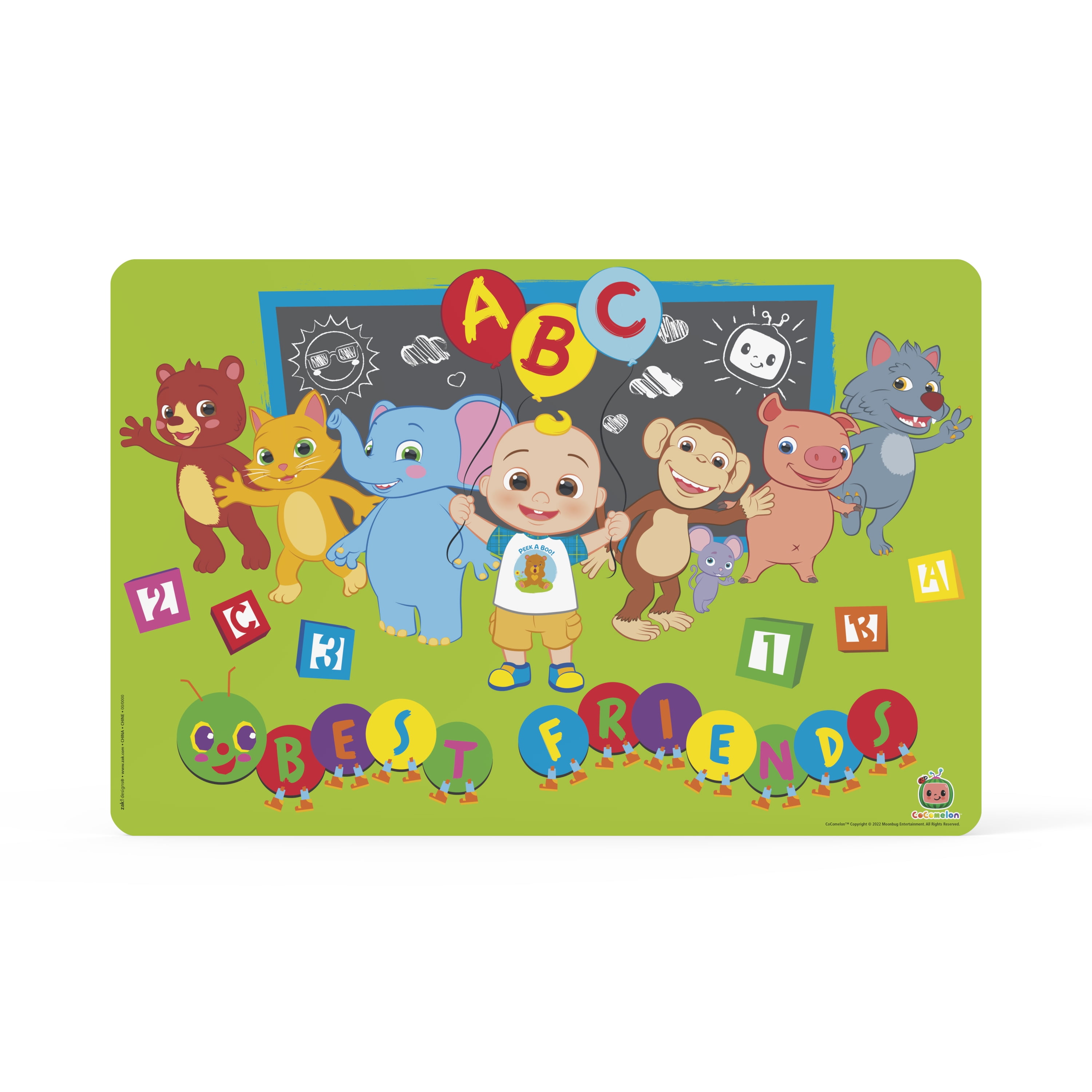Zak Designs Reusable BPA Free Kids Plastic Placemat, JJ and