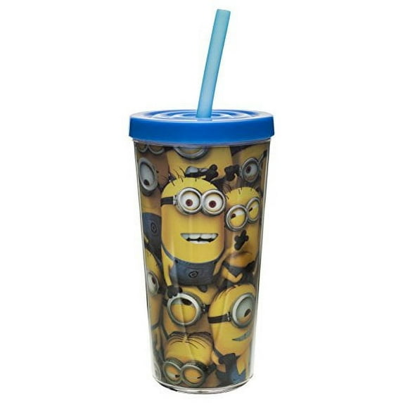 Zak Designs Despicable Me 16 oz. Insulated Tumbler with Straw, Minions, 16-Ounce, Multicolor