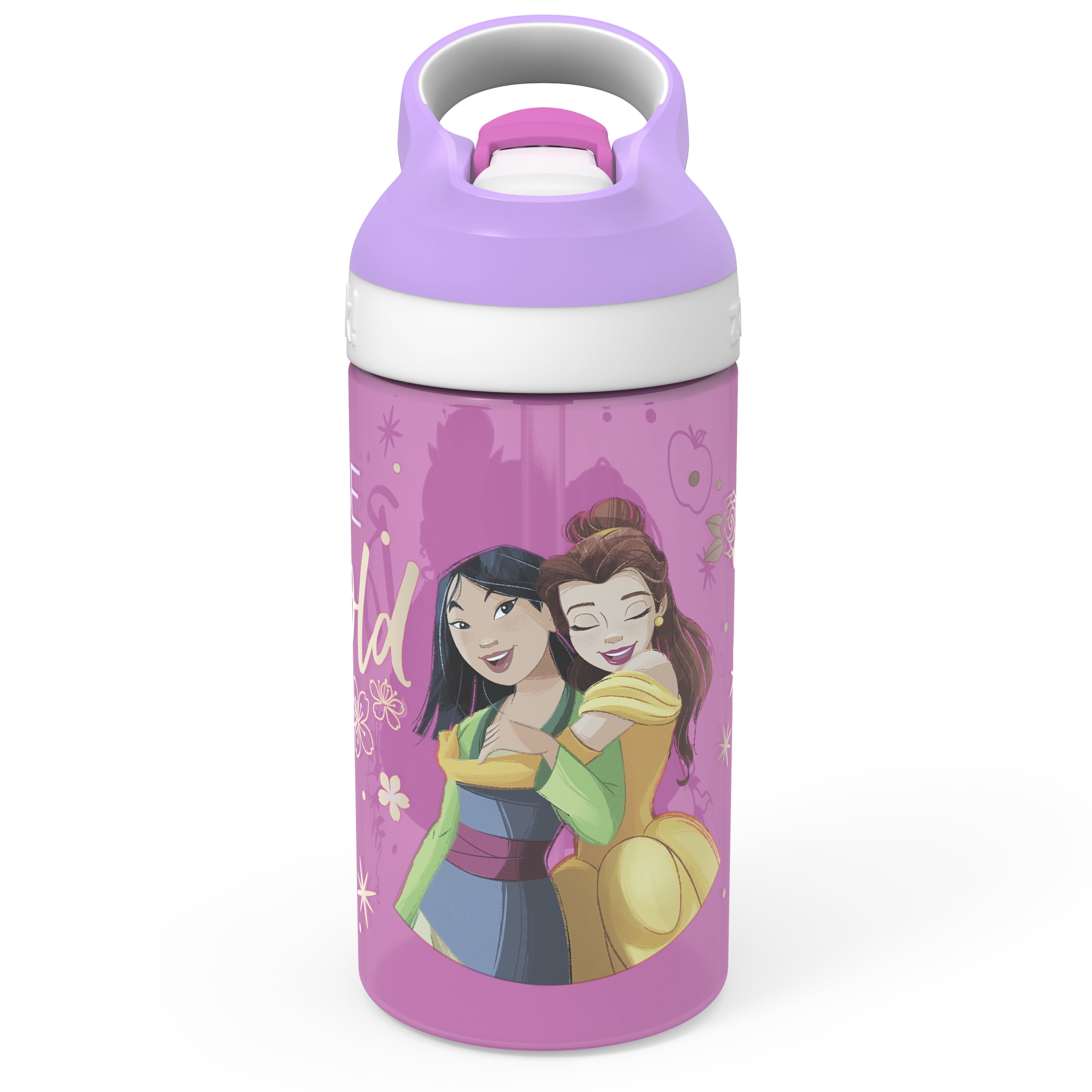 Zak Designs Disney 16 ounce Reusable Plastic Water Bottle, Ultimate Princesses