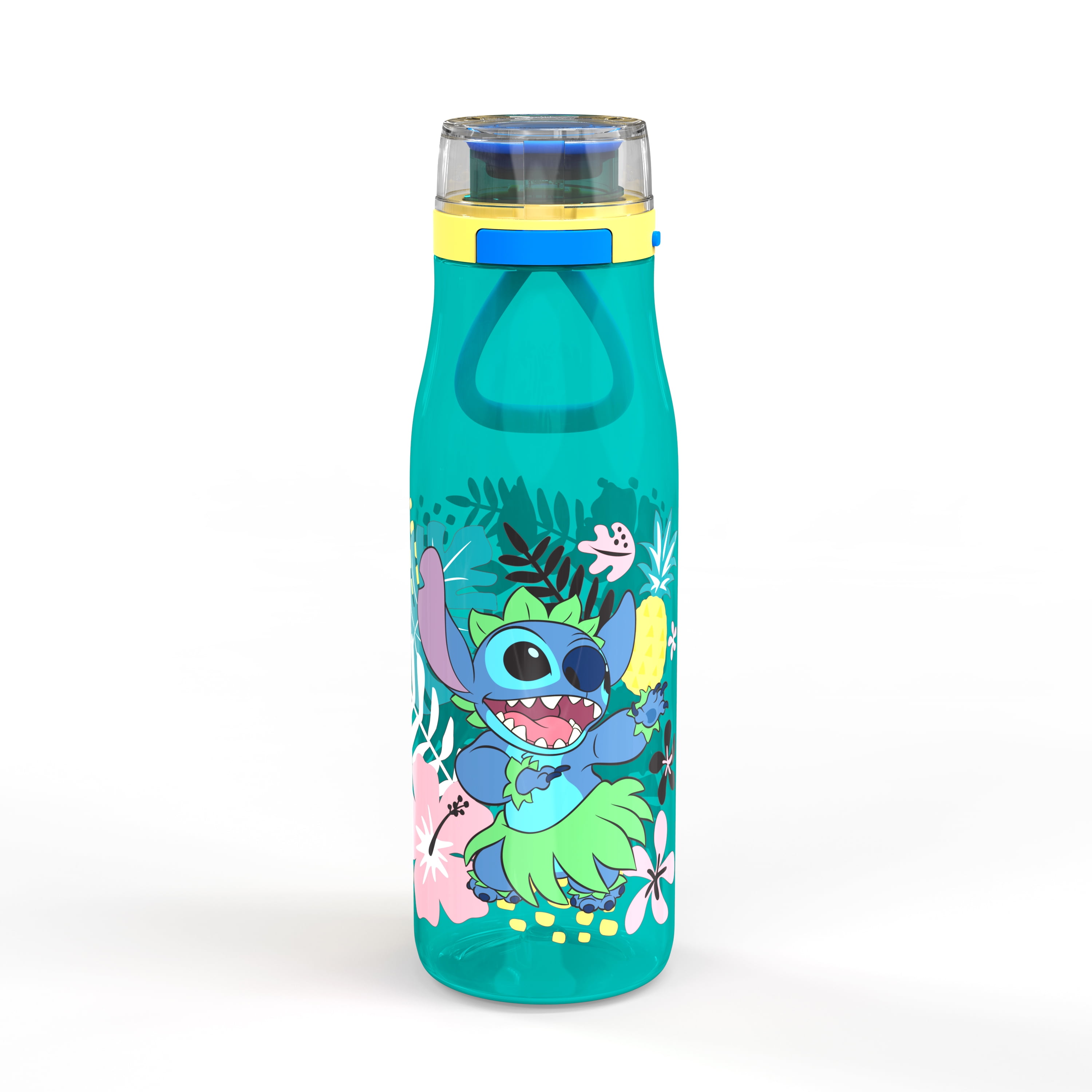 Lilo and Stitch Floral Sketch Glitter Double Walled Tritan Water Bottle,  18-Ounce 