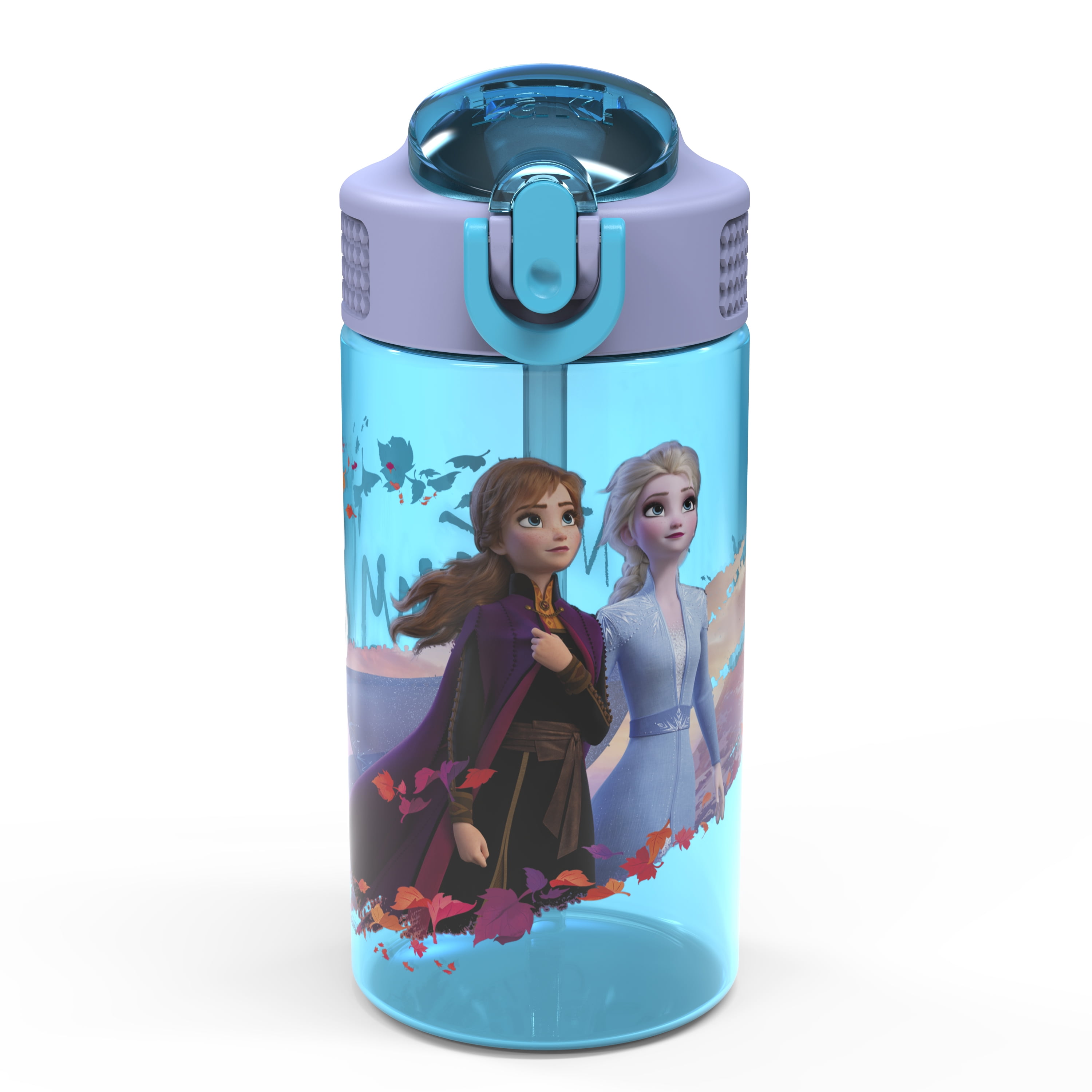 Zak Designs Disney Frozen 2 Kids Water Bottle Set with Reusable Straws and  Built in Carrying Loops, Made of Plastic, Leak-Proof Designs (Elsa & Anna