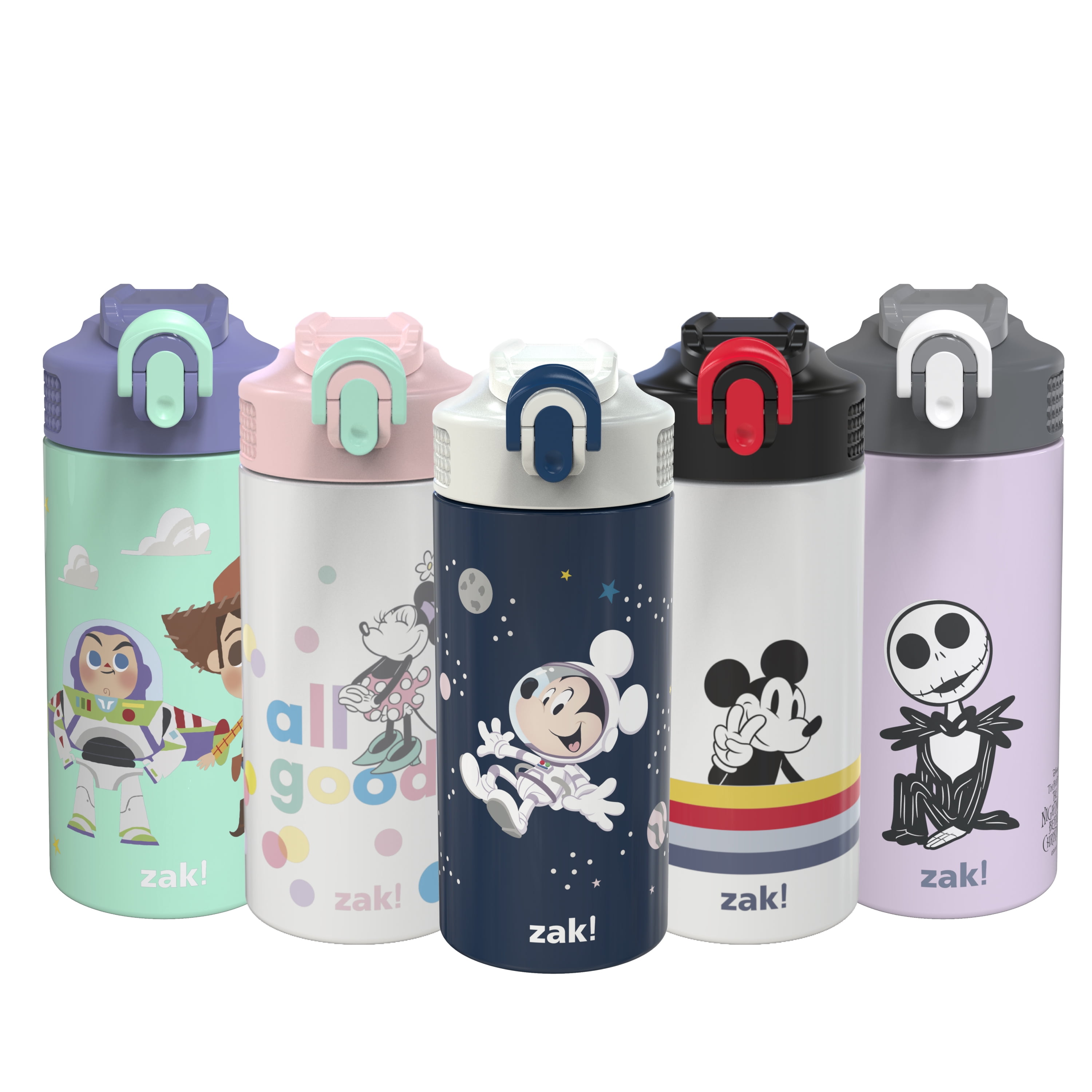 Zak Designs Disney Mickey Mouse 14 oz Double Wall Vacuum Insulated Thermal Kids  Water Bottle, 18/8 Stainless Steel, Flip-Up Straw Spout, Locking Spout  Cover, Durable Cup for Sports or Travel 