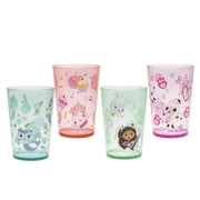 Zak Designs Gabbys Dollhouse Kids 4-Piece 14.5 oz Tumbler Set Durable Plastic Cups Fun Drinkware Nesting 4 pcs Set, Gabby and Friends