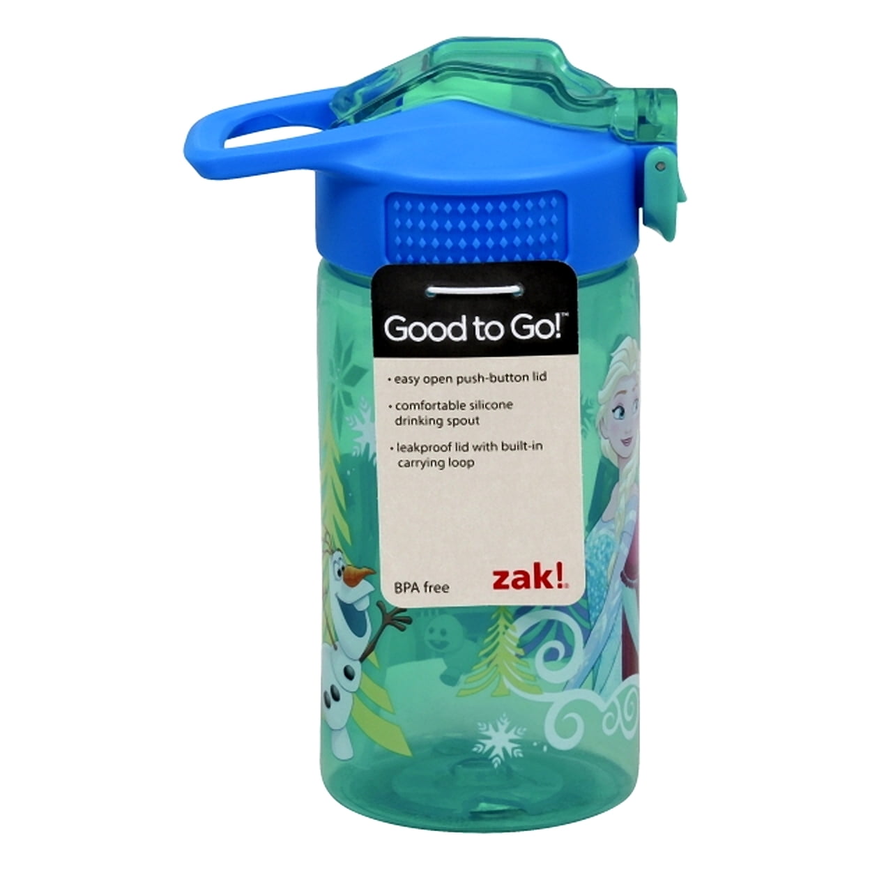 Zak Designs Good to Go! 16 oz Green and Blue Plastic Water Bottle with Straw and Flip-Top Lid