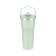 Zak Designs Harmony 2-in-1 Coffee Tumbler for Travel or At Home, 30oz Recycled Stainless Steel is Leak-Proof When Closed and Vacuum Insulated with Handle (Icicle)