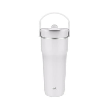 Zak Designs Harmony 2-in-1 Coffee Tumbler for Travel or At Home, 30oz Recycled Stainless Steel is Leak-Proof When Closed and Vacuum Insulated with Handle (Linen)