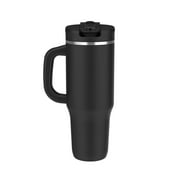 Zak Designs Harmony 2-in-1 Coffee Tumbler for Travel or At Home, 40oz Recycled Stainless Steel is Leak-Proof When Closed and Vacuum Insulated with Handle (Ebony Black)