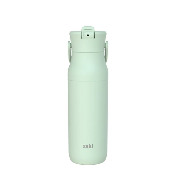 Zak Designs Harmony Water Bottle for Travel or At Home, 32oz Recycled Stainless Steel is Leak-Proof and Vacuum Insulated with Straw Lid and Carry Handle (Icicle Green)