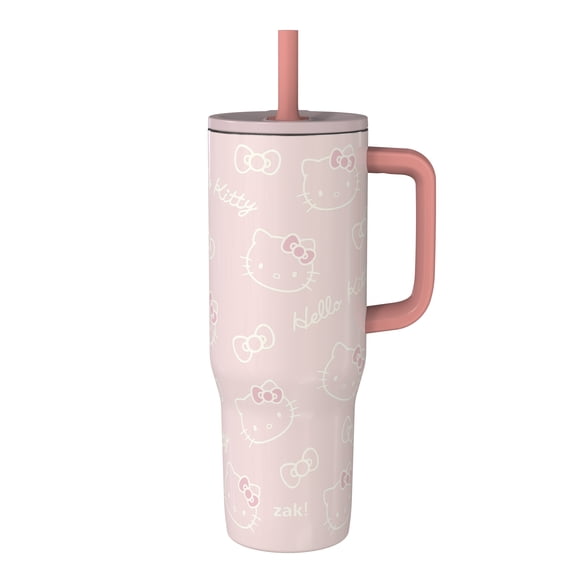 Zak Designs 30oz Hello Kitty Double Wall Stainless Steel Vaccuum Insulated Sutton Straw Tumbler