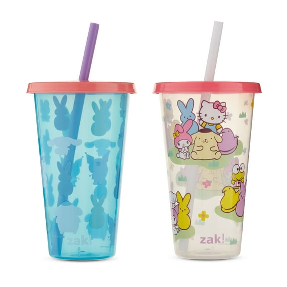 Zak Designs Hello Kitty Peeps 2pk Blue 25oz PP Straw Tumbler Set