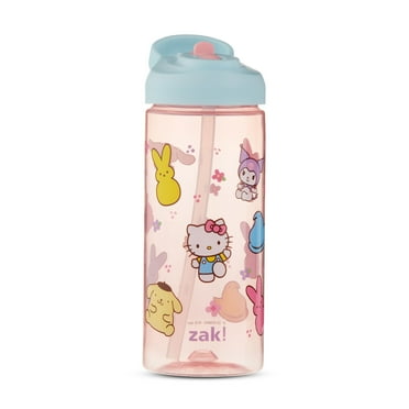 Zak Designs Hello Kitty Peeps Pink 16oz PP Kids Murphy Bottle with Built In Carry Handle and Flip Up Straw